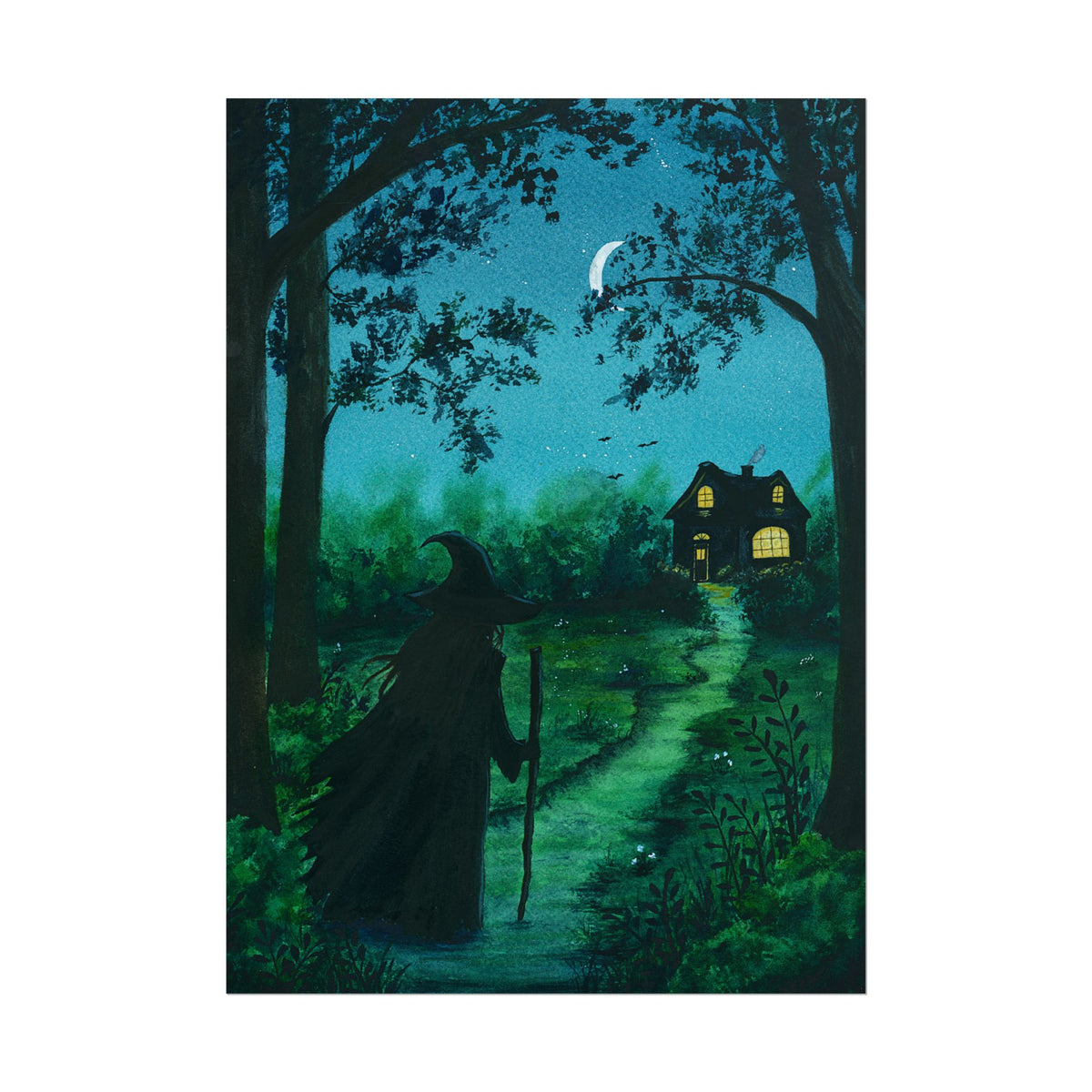 Witch in the Woods Watercolor Giclee Print