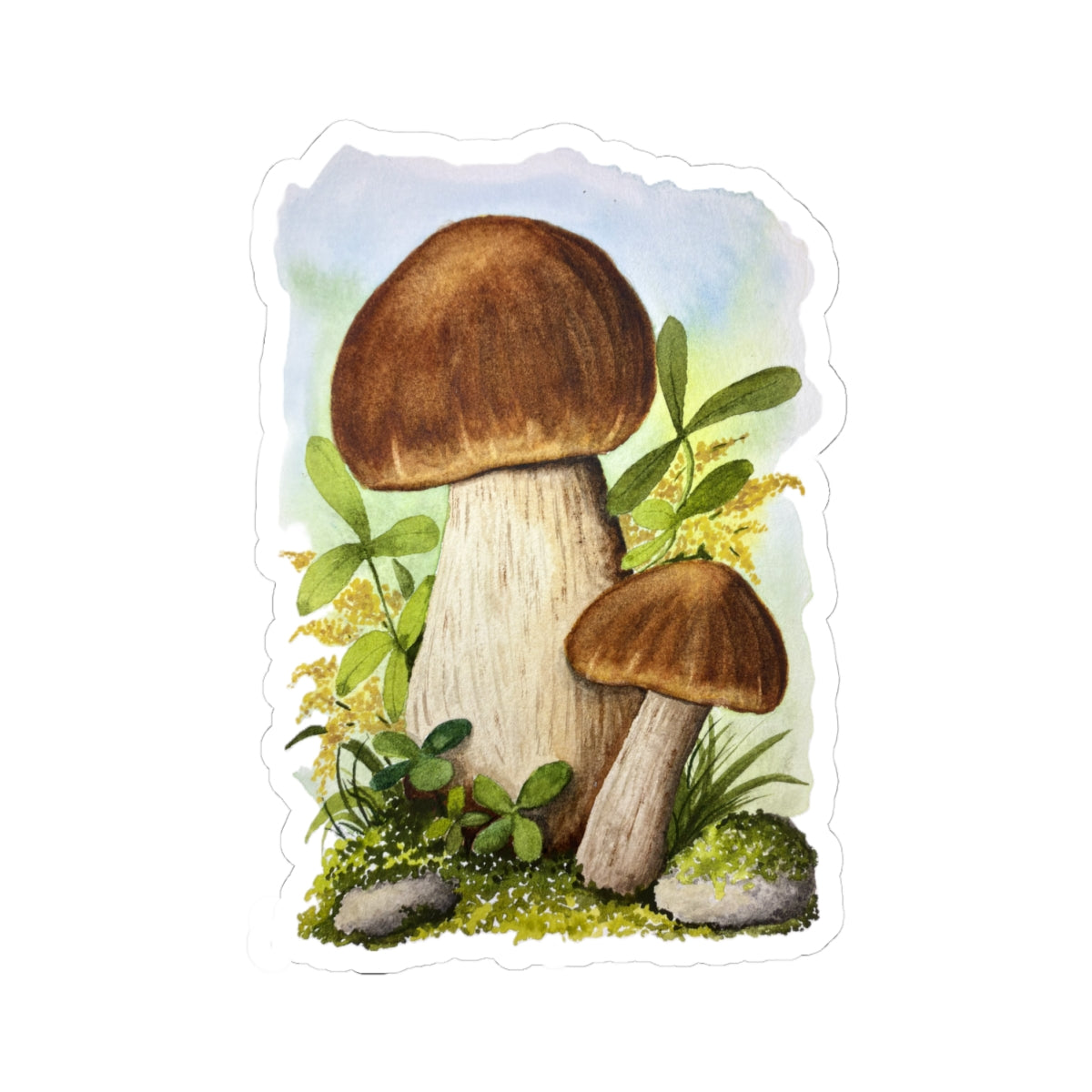 Watercolor Mushroom Illustration Sticker | Kiss-Cut Sticker