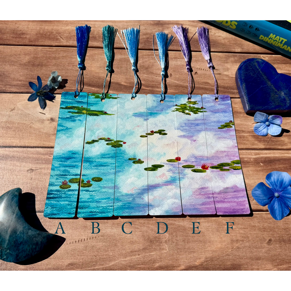 Water Lily Reflections Original Watercolor Bookmarks