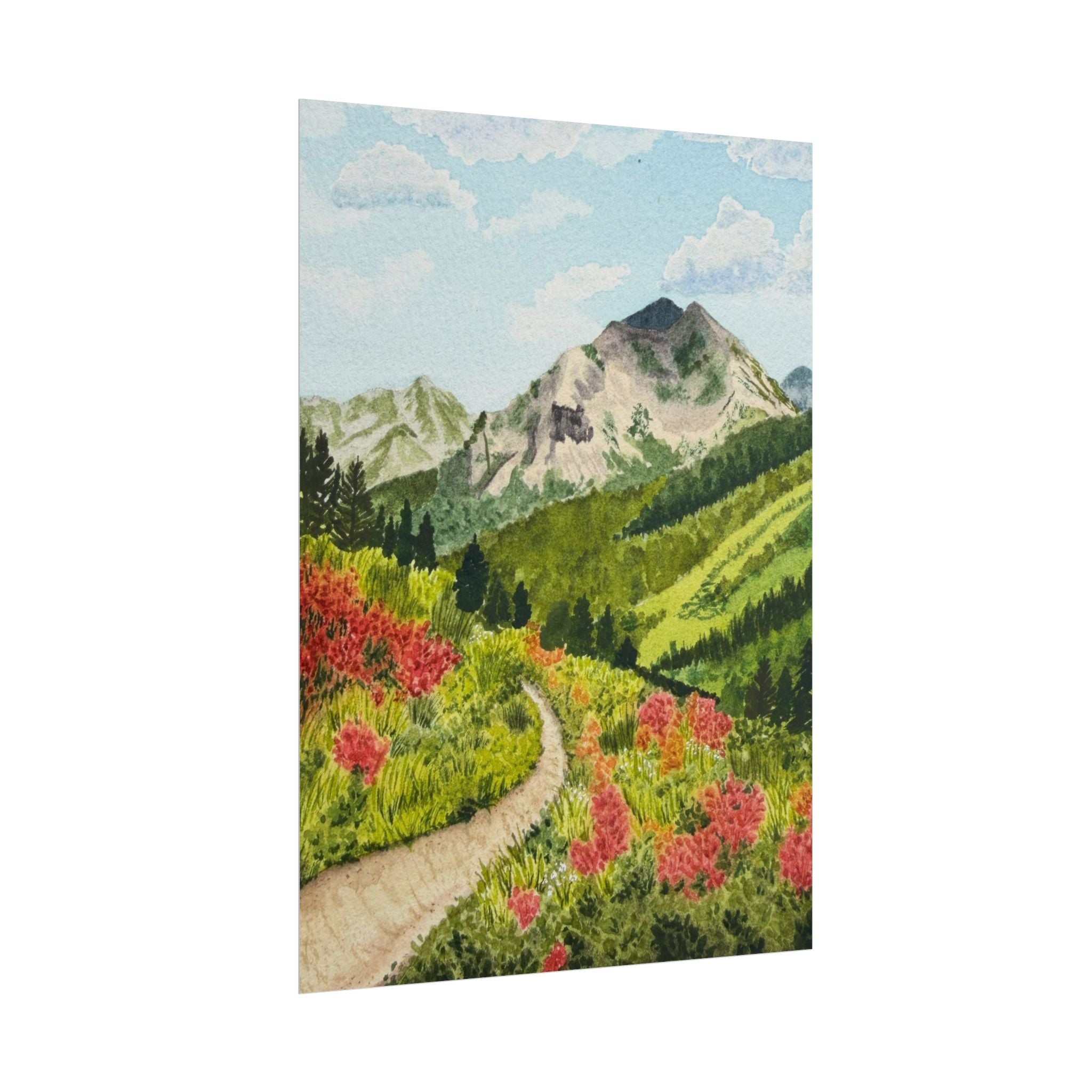 Crested Butte Colorado Watercolor Mountain - Cottagecore print