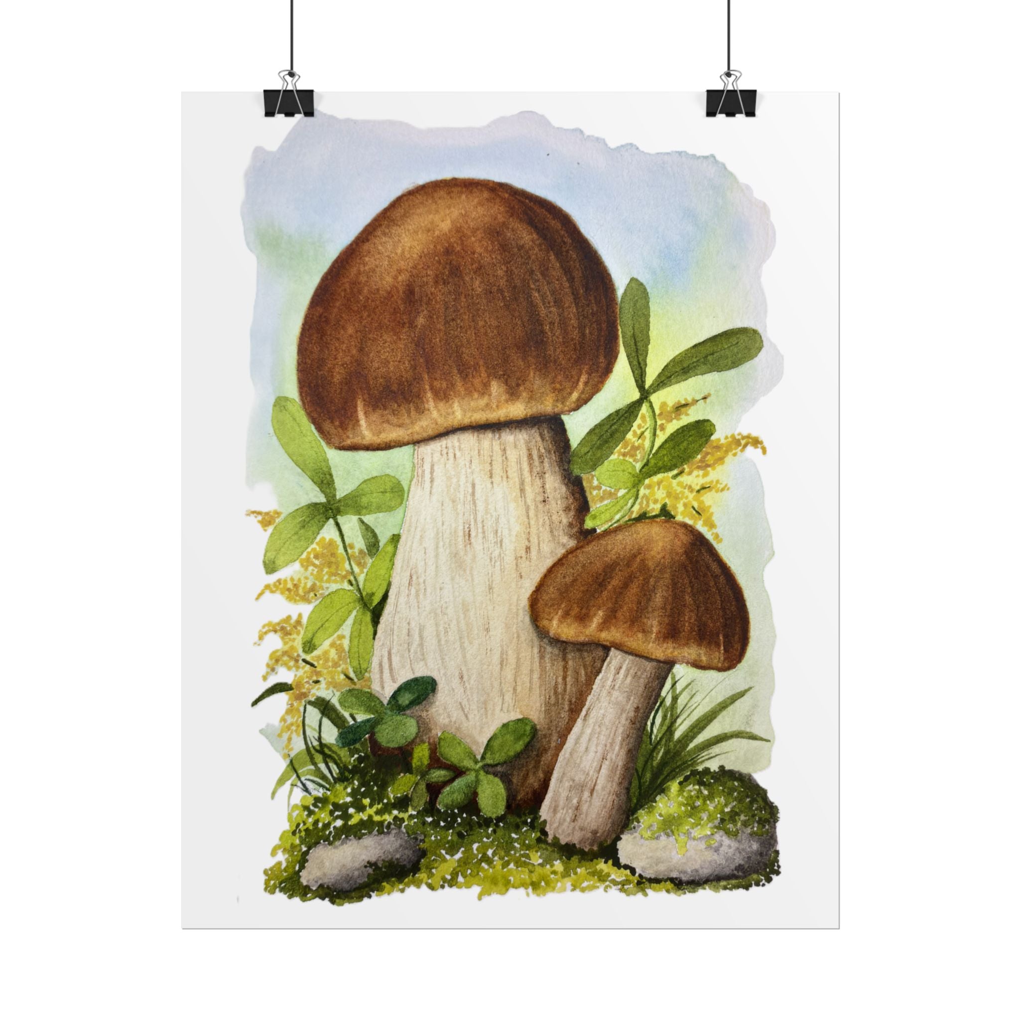 Watercolor Porcini Mushrooms - Cottagecore print