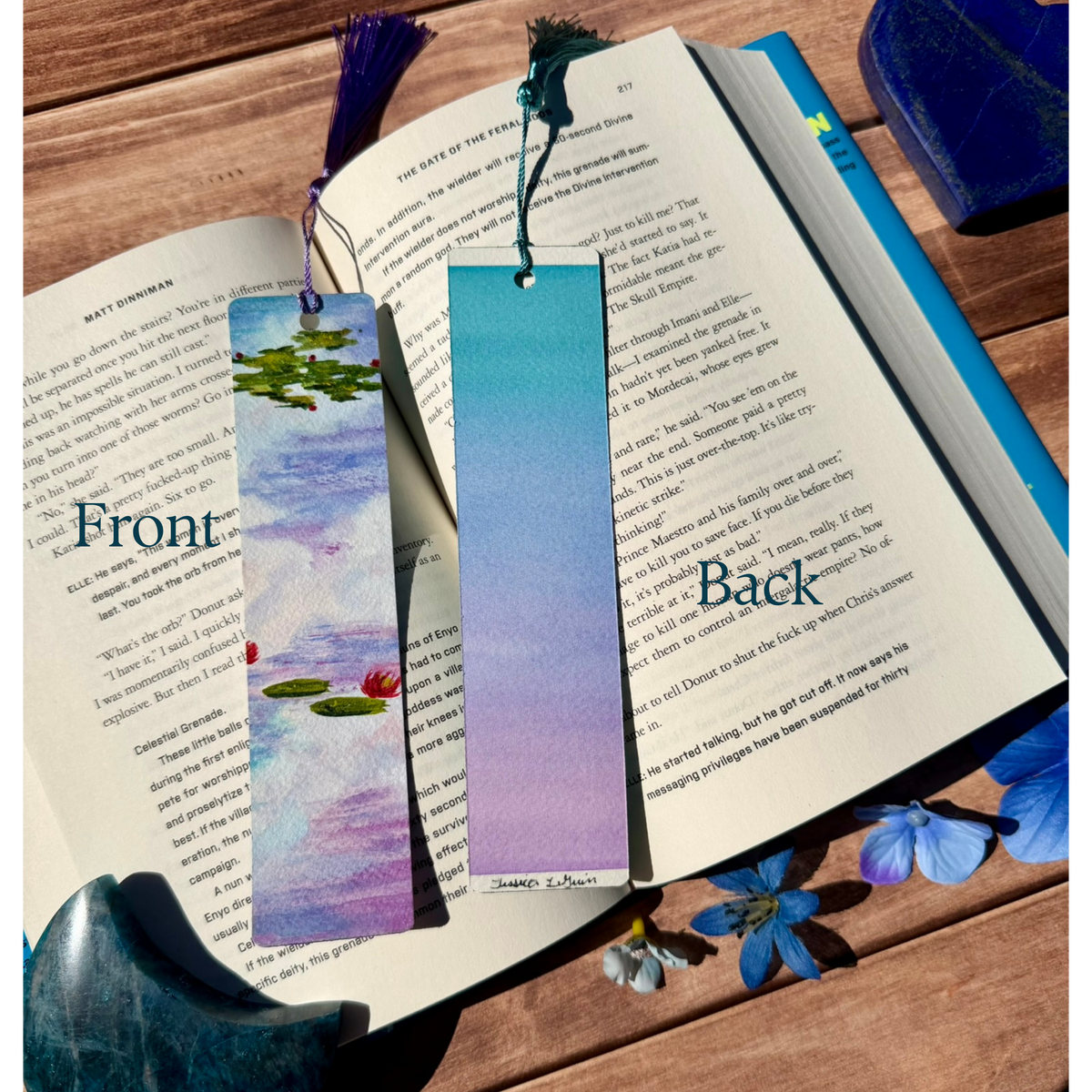 Water Lily Reflections Original Watercolor Bookmarks