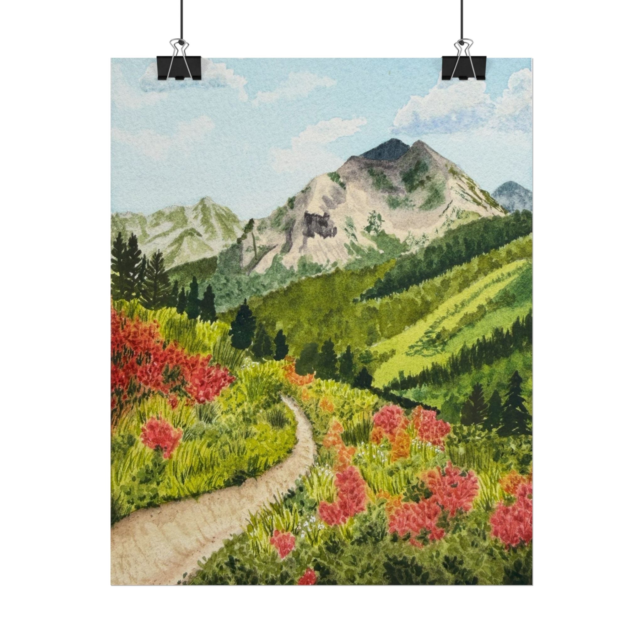 Crested Butte Colorado Watercolor Mountain - Cottagecore print
