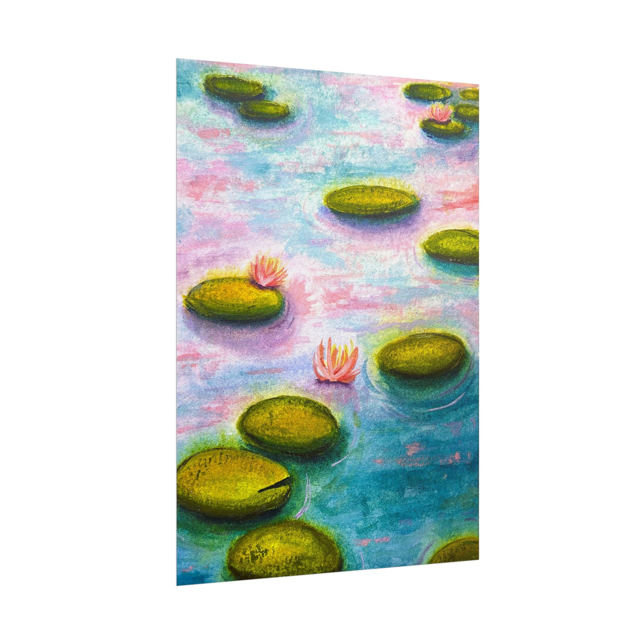 Monet Inspired Water Lilies 3 Watercolor Giclee Print