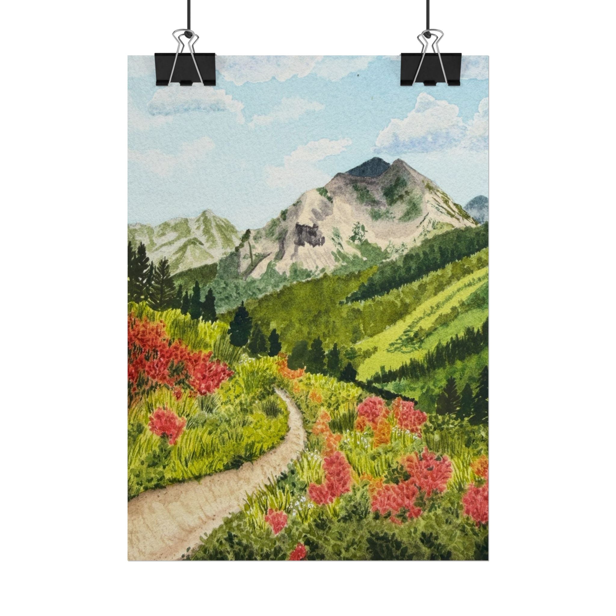 Crested Butte Colorado Watercolor Mountain - Cottagecore print