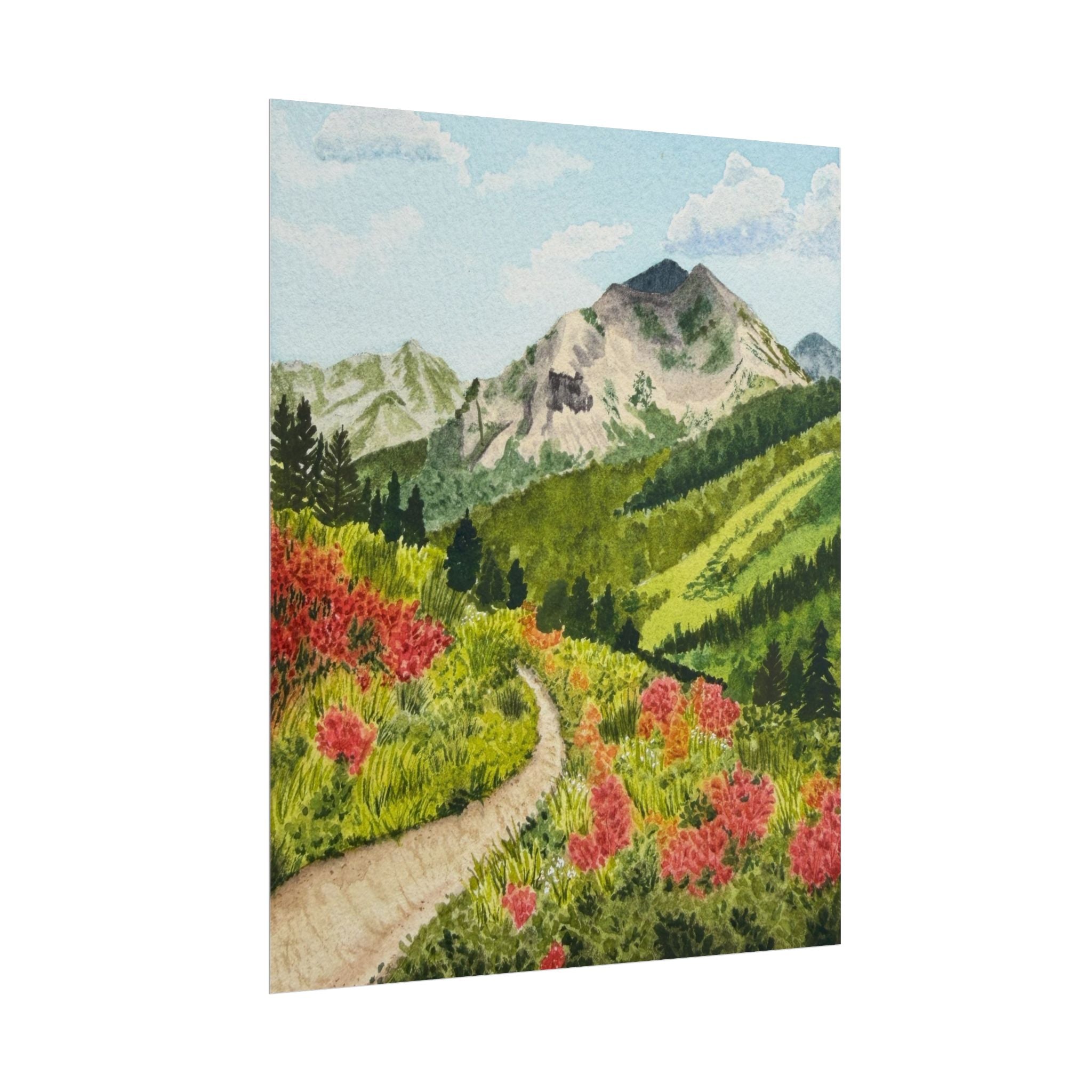 Crested Butte Colorado Watercolor Mountain - Cottagecore print