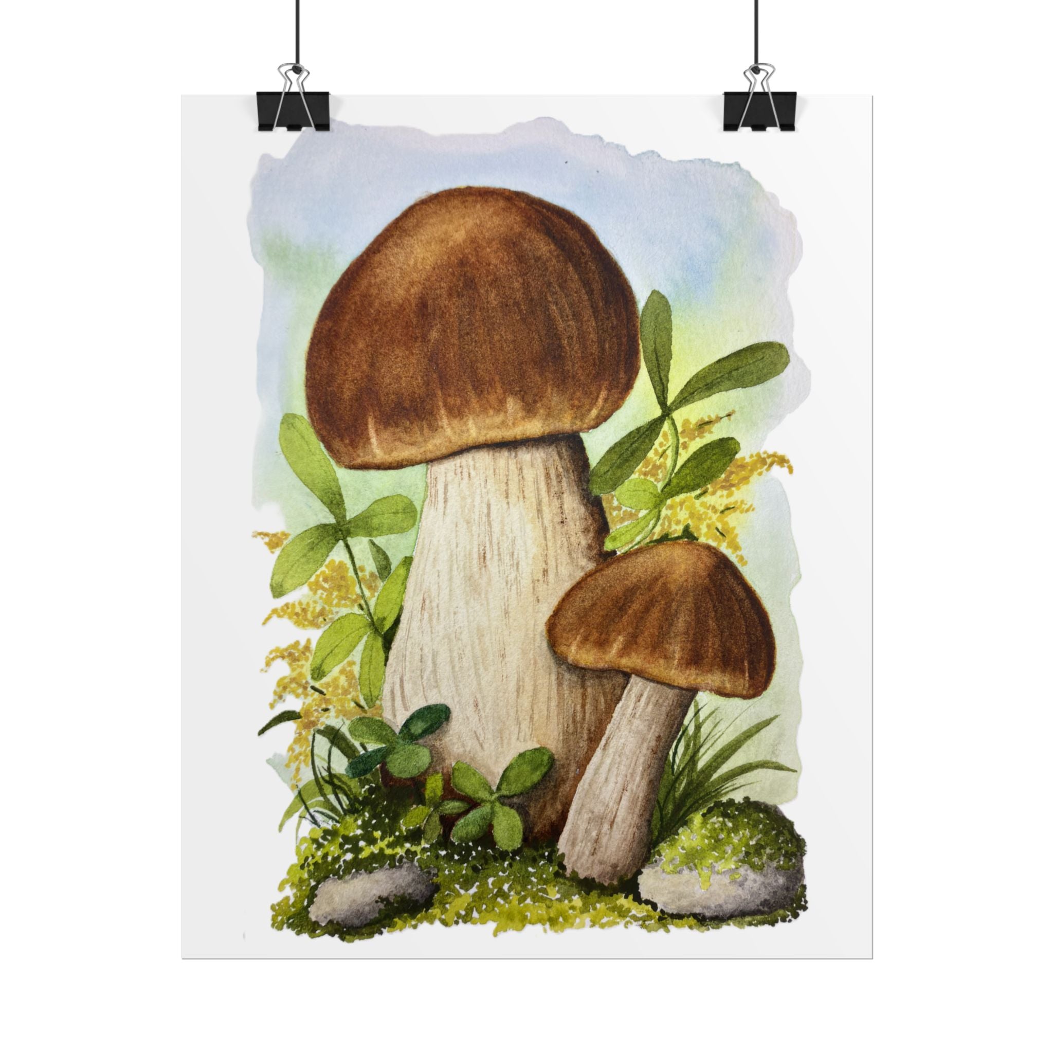 Watercolor Porcini Mushrooms - Cottagecore print