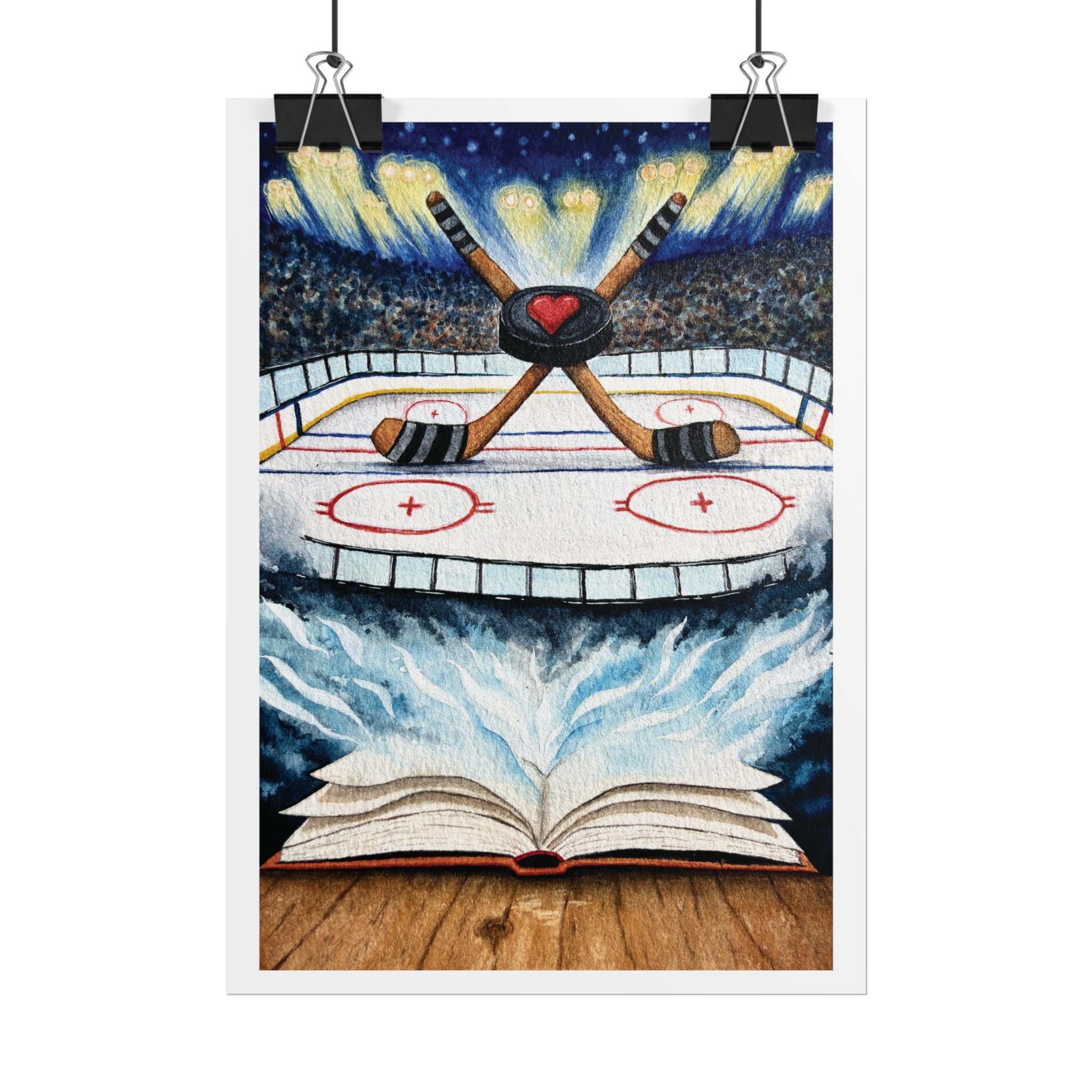 Hockey Romance Watercolor Giclee Print