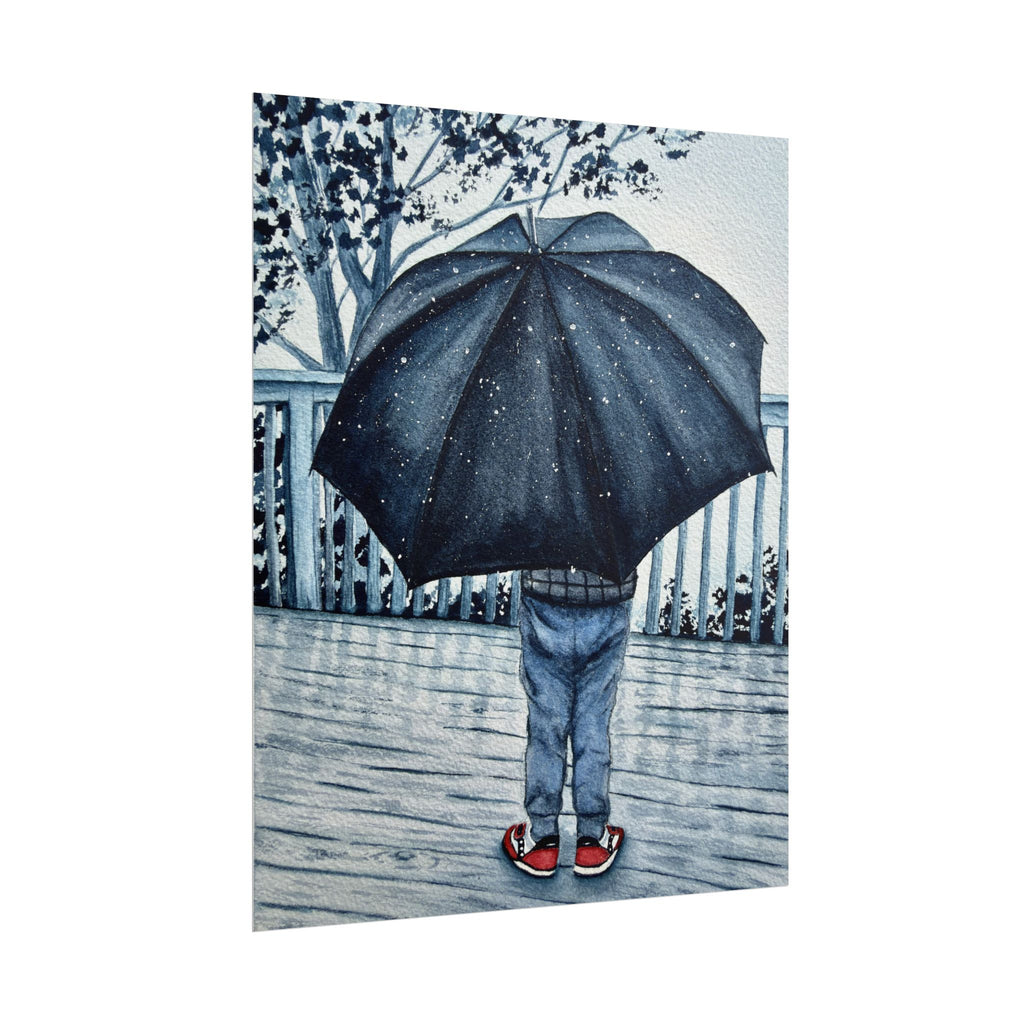 Playing in the Rain Watercolor Giclee Print