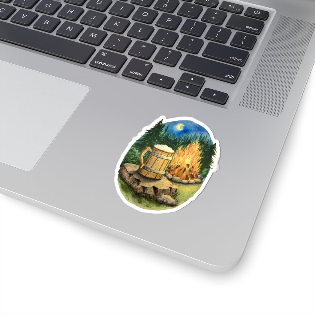 Wooden Tankard by the Campfire | Kiss-Cut Sticker