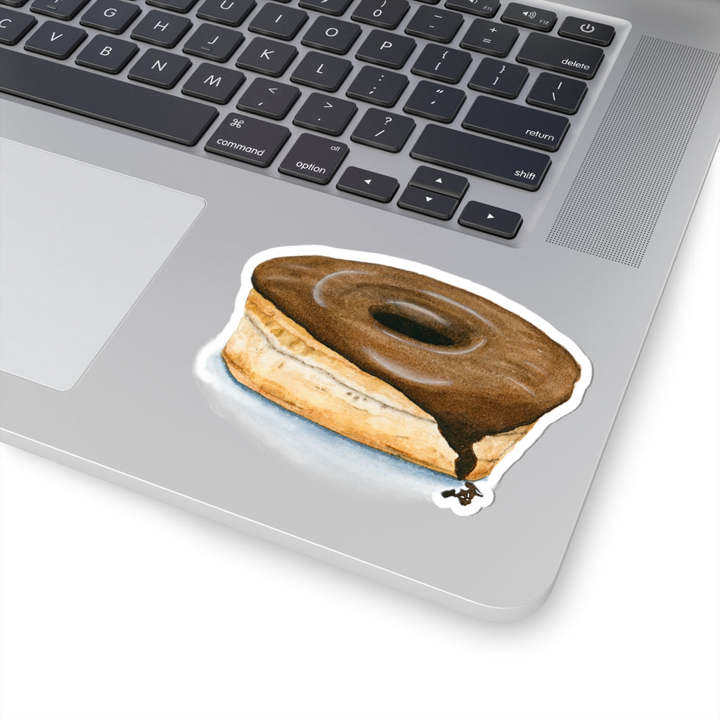 Chocolate Glazed Donut in Watercolor | Kiss-Cut Sticker