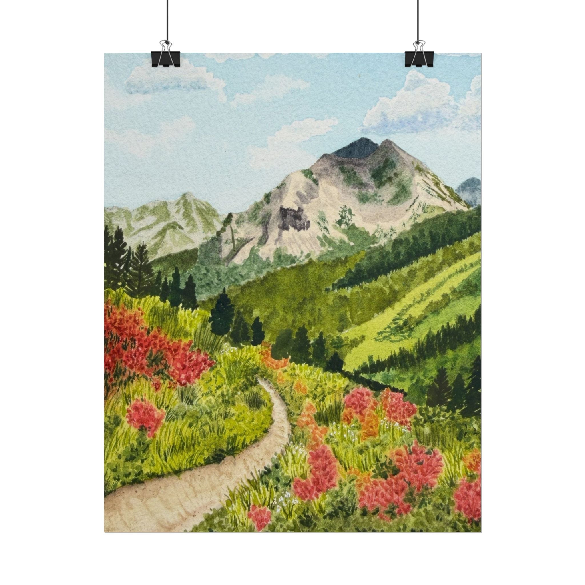 Crested Butte Colorado Watercolor Mountain - Cottagecore print
