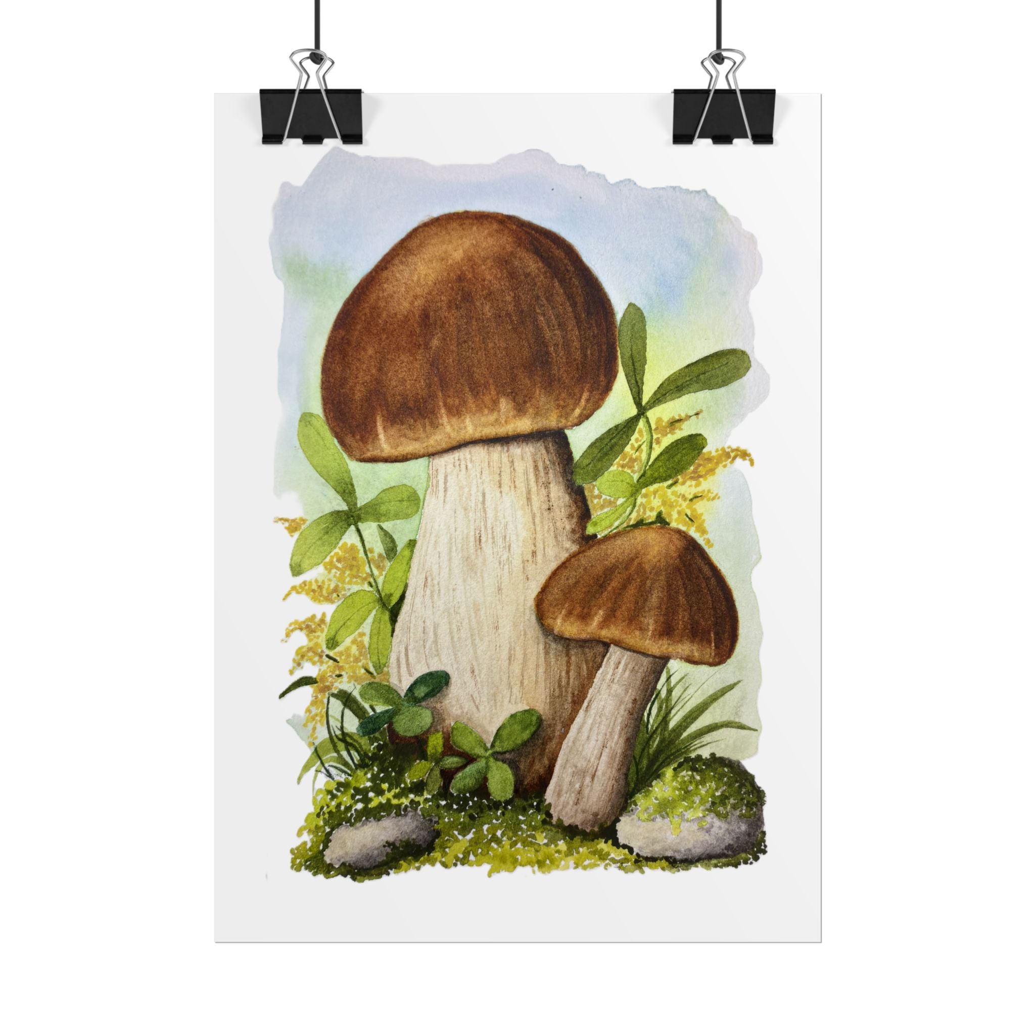 Watercolor Porcini Mushrooms - Cottagecore print