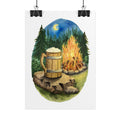 Wooden Tankard by the Campfire - Watercolor Art Print