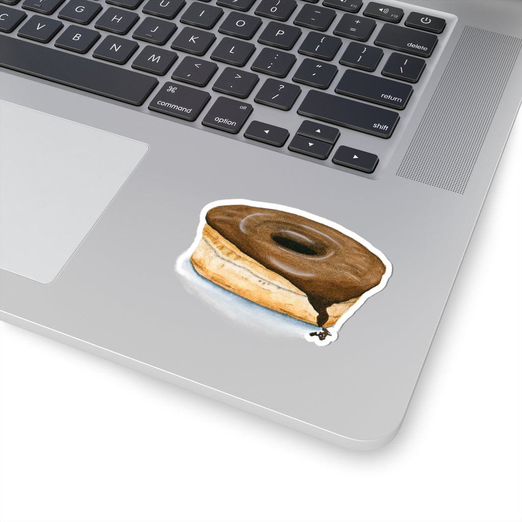 Chocolate Glazed Donut in Watercolor | Kiss-Cut Sticker