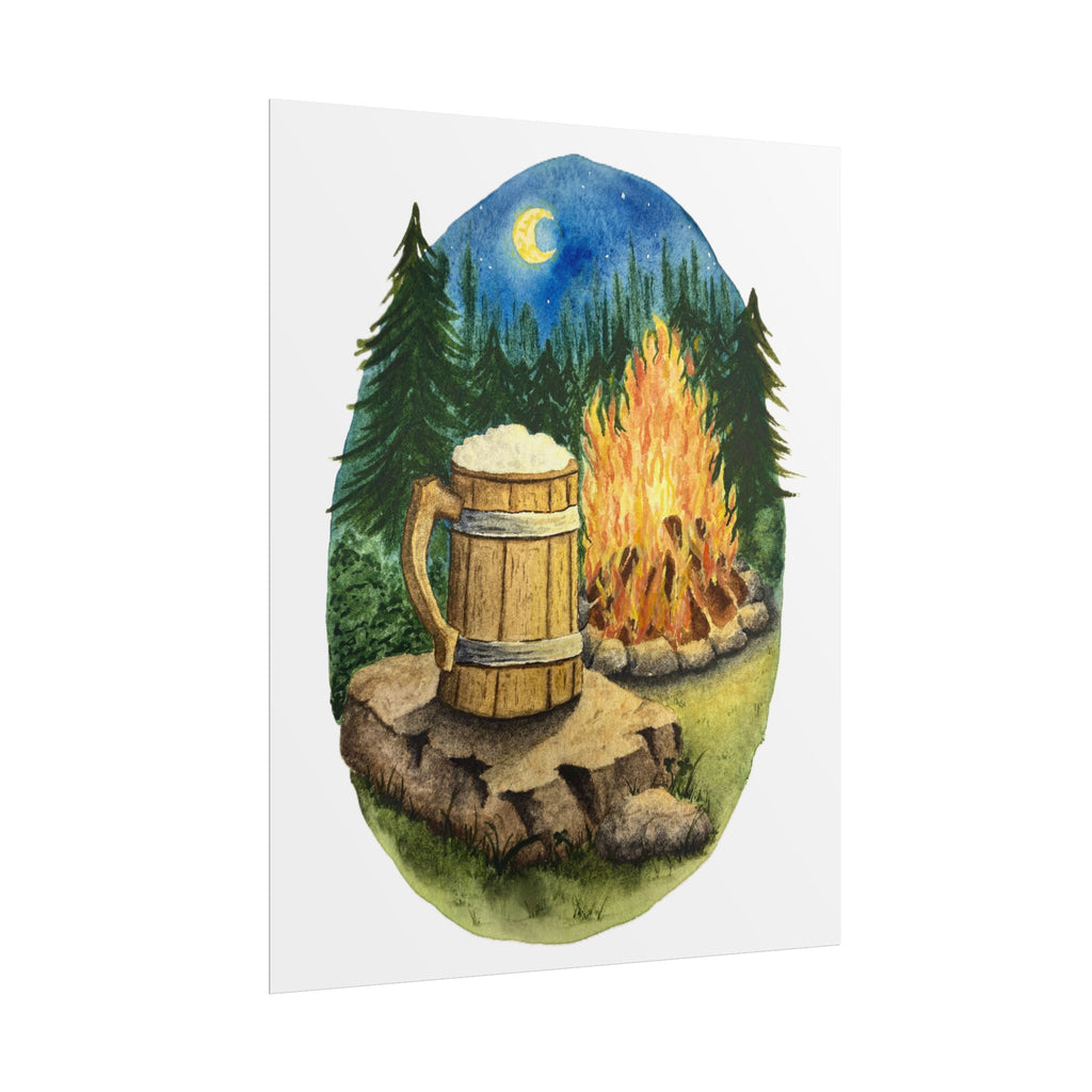 Wooden Tankard by the Campfire - Watercolor Art Print