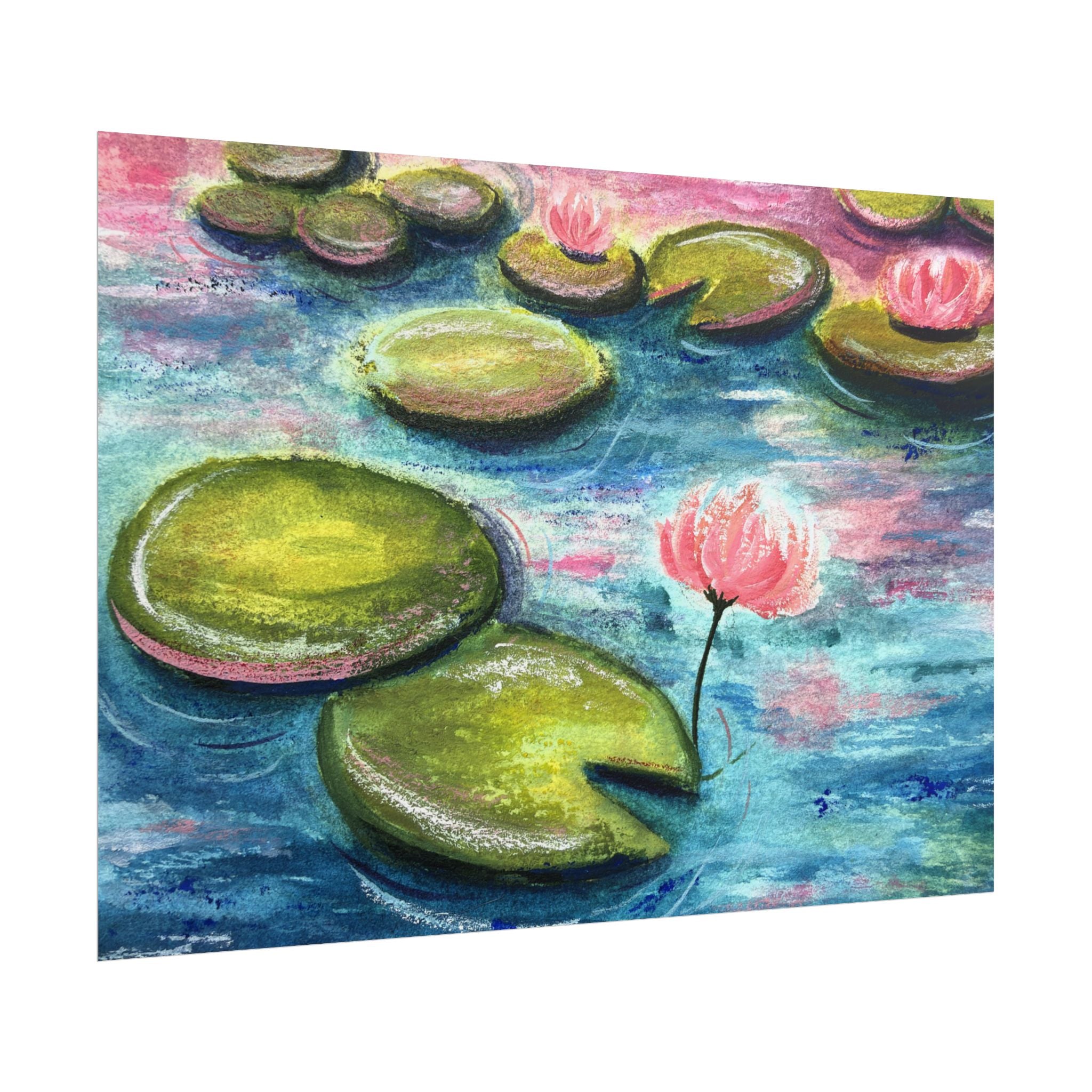 Monet Inspired Water Lilies 1 Watercolor Giclee Print