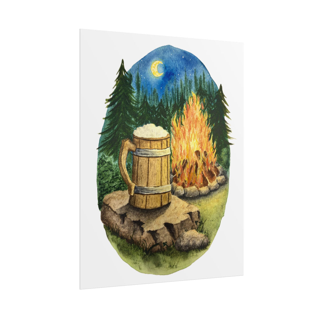 Wooden Tankard by the Campfire - Watercolor Art Print
