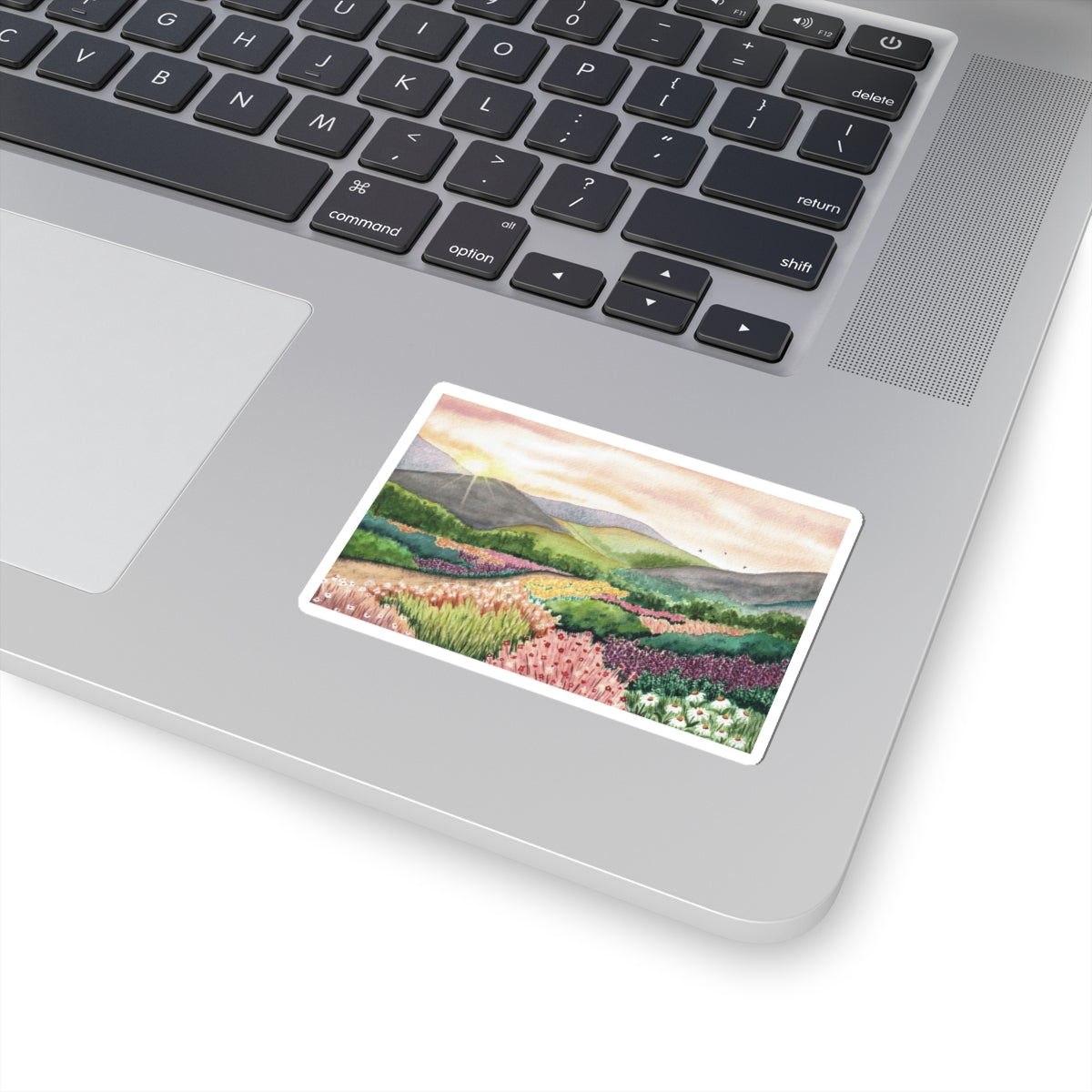 Sunrise Wildflower Field Sticker | Landscape Kiss-Cut Sticker