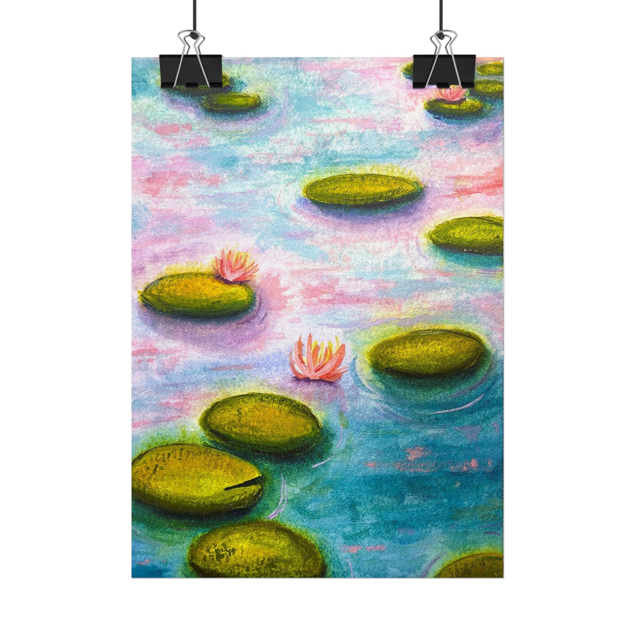 Monet Inspired Water Lilies 3 Watercolor Giclee Print