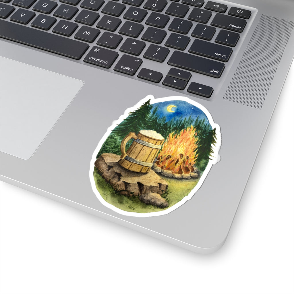 Wooden Tankard by the Campfire | Kiss-Cut Sticker