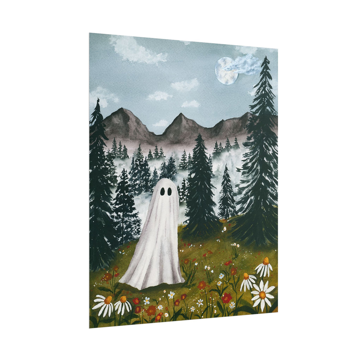 Ghost in the Wildflowers Watercolor Giclee Print