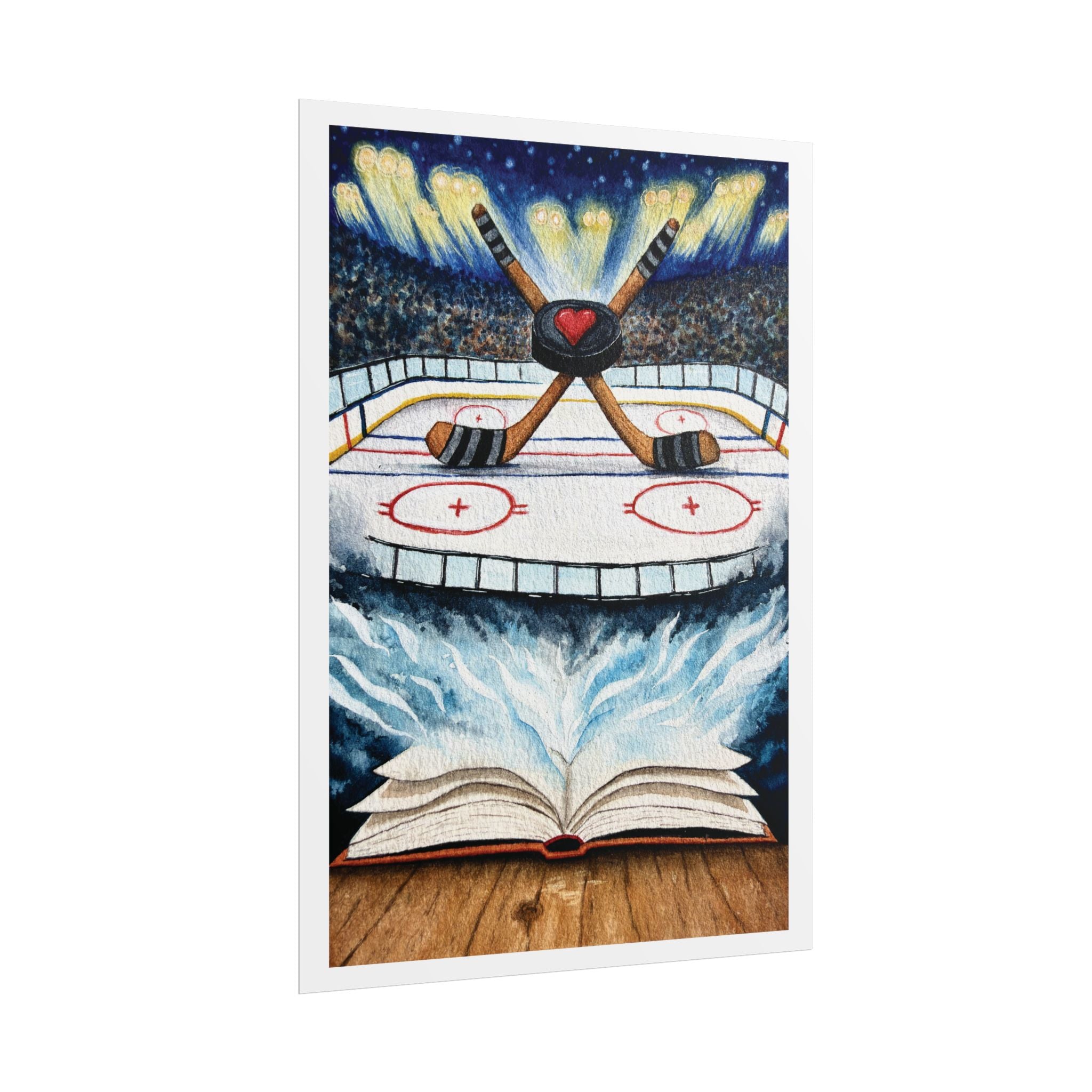 Hockey Romance Watercolor Giclee Print