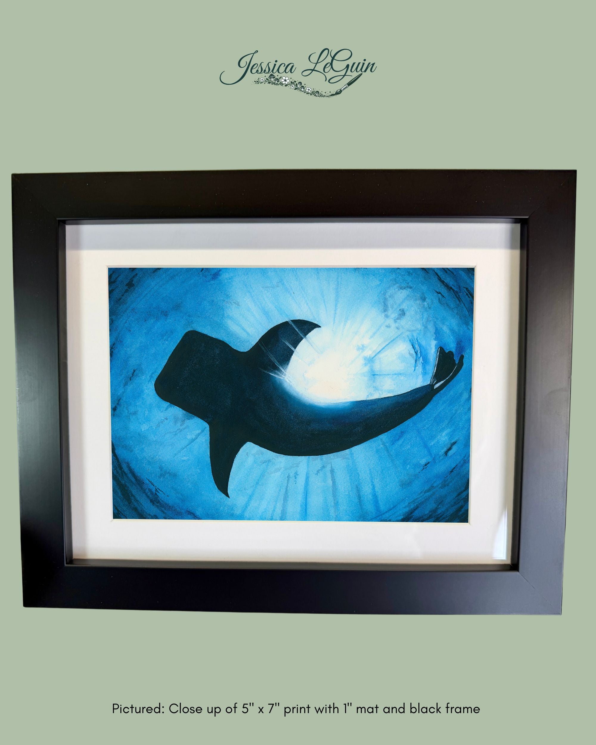 Whale Shark Watercolor Framed Print