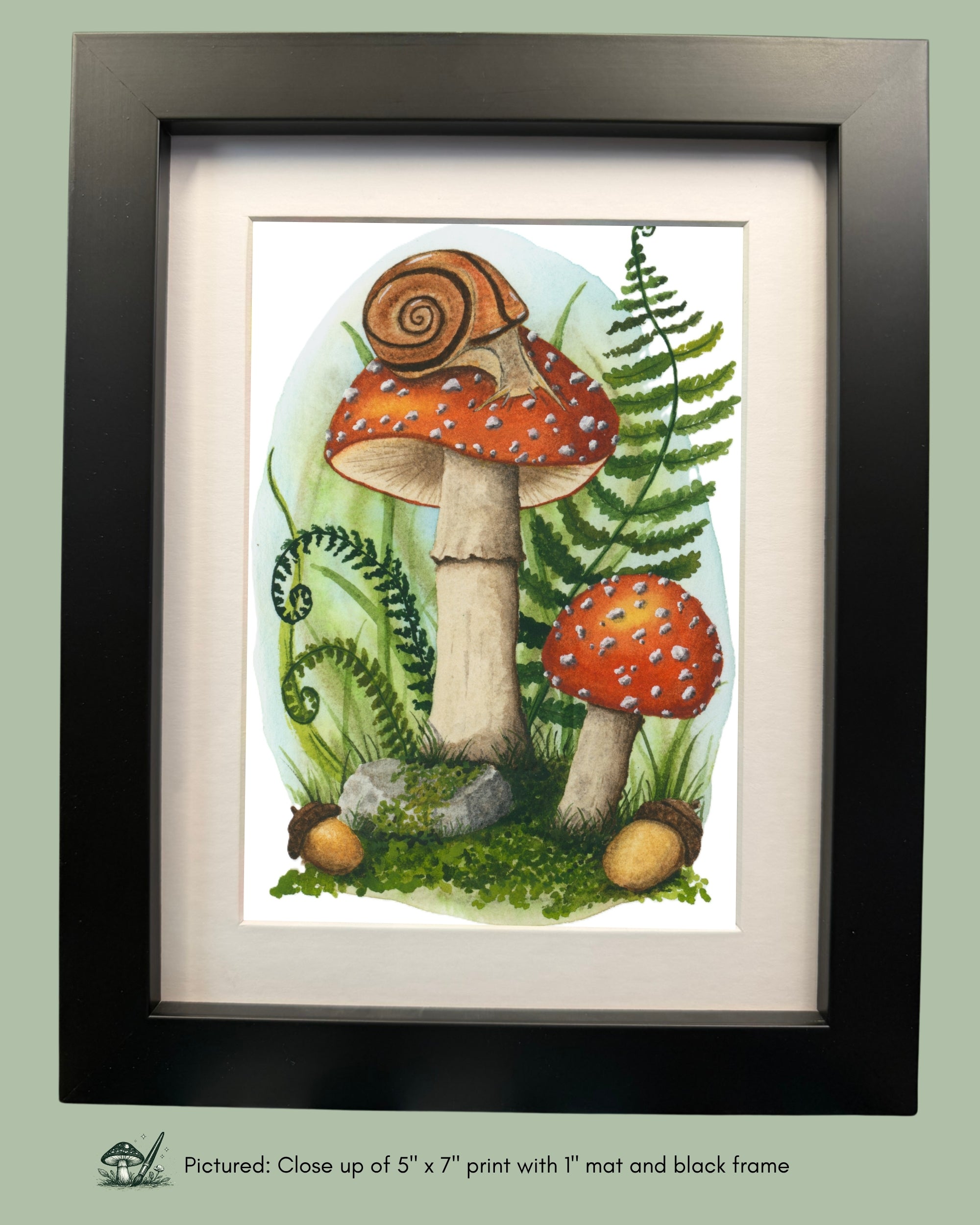 Snail on Fly Agaric Mushroom Framed Print
