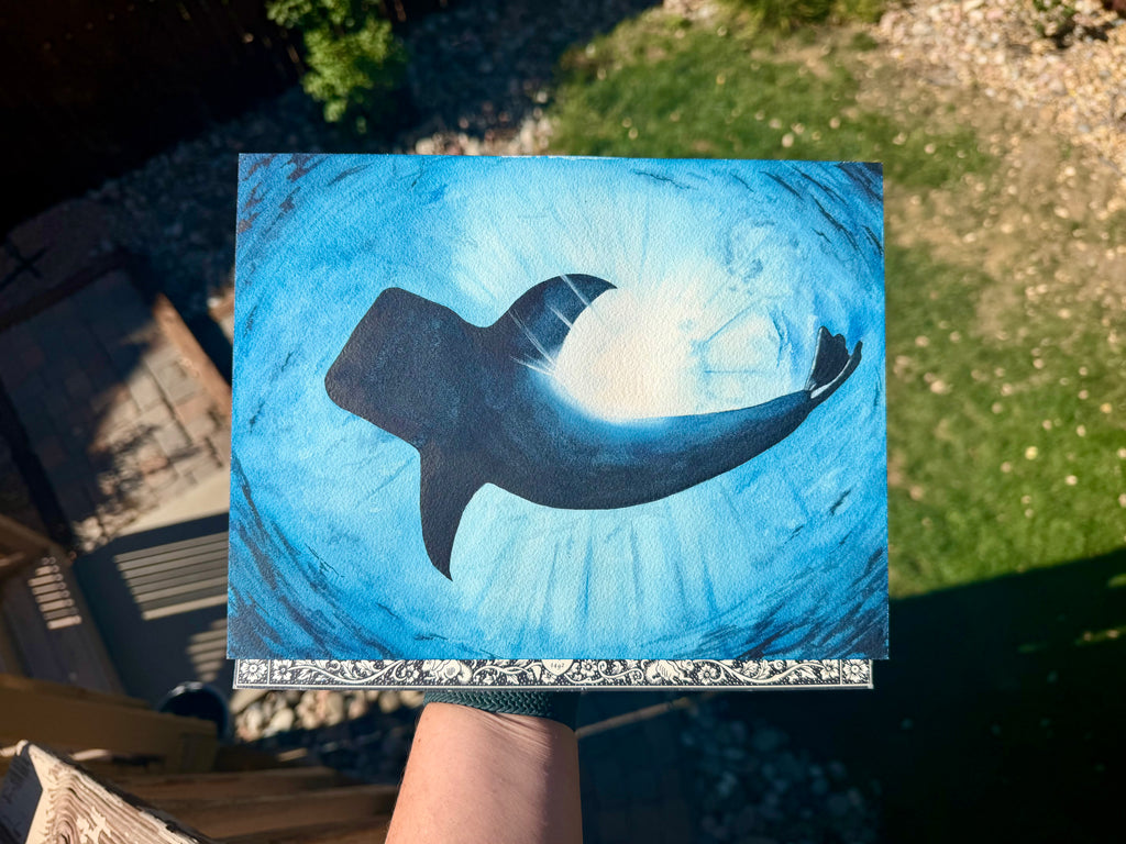 Whale Shark from Below Original Artwork 8x10"