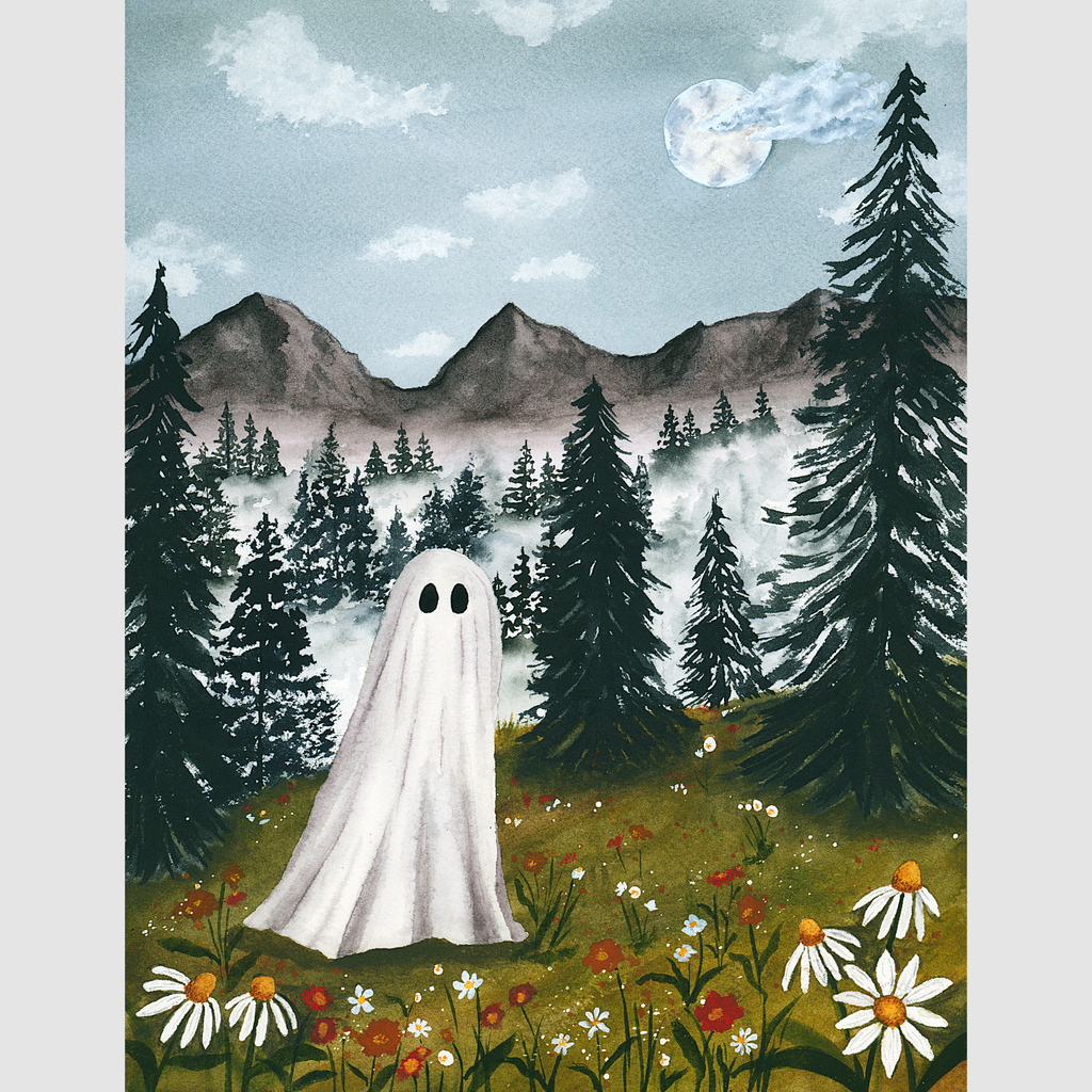 A Ghost in Wildflowers Framed Print
