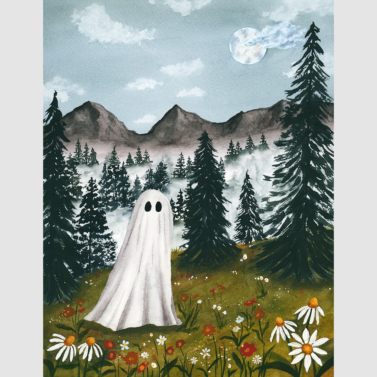 A Ghost in Wildflowers Framed Print