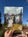 Ghost in the Wildflowers Watercolor Original Artwork 8x10"