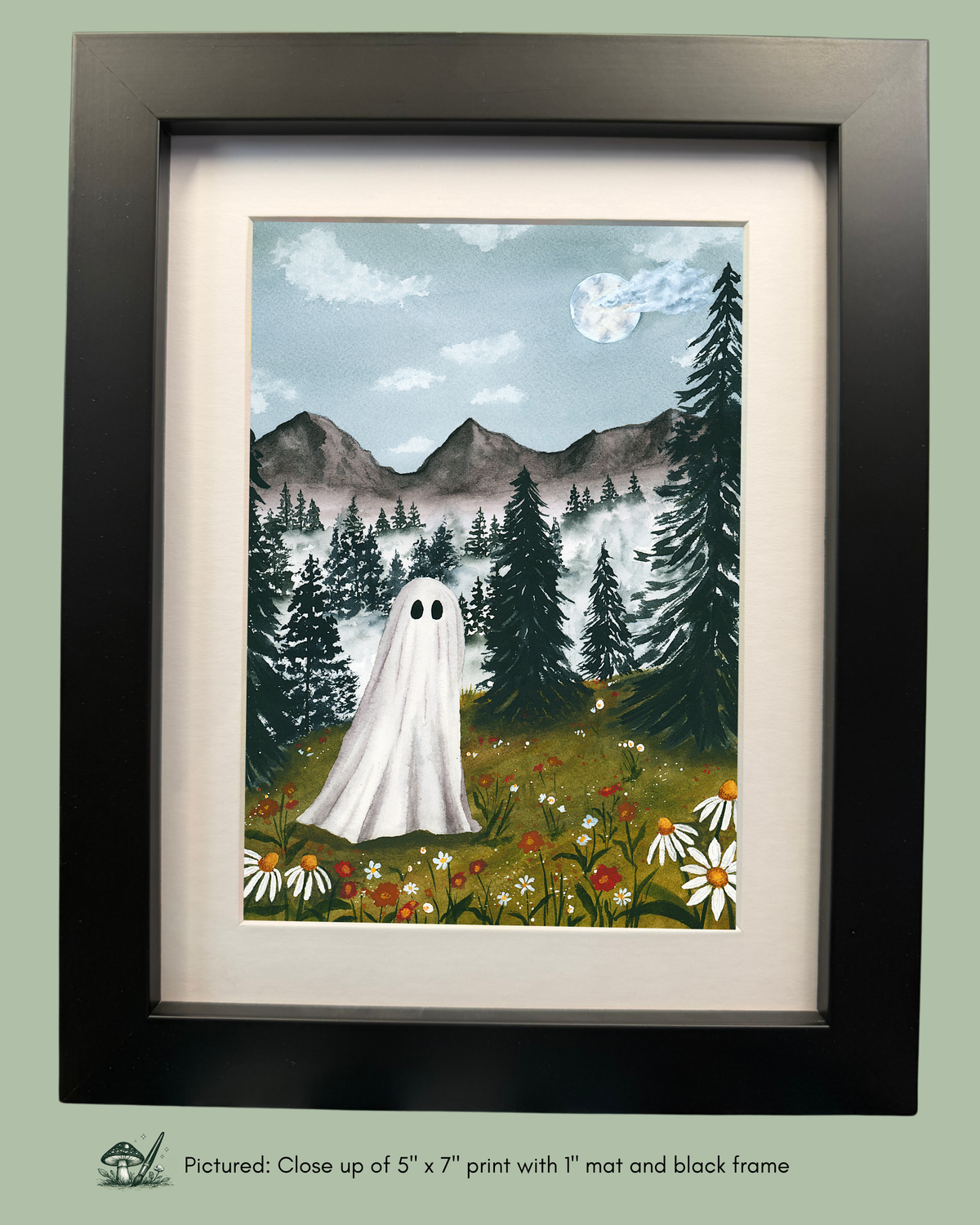 A Ghost in Wildflowers Framed Print