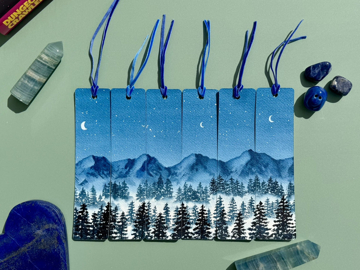 Moonlit Mountain Original Watercolor Bookmarks