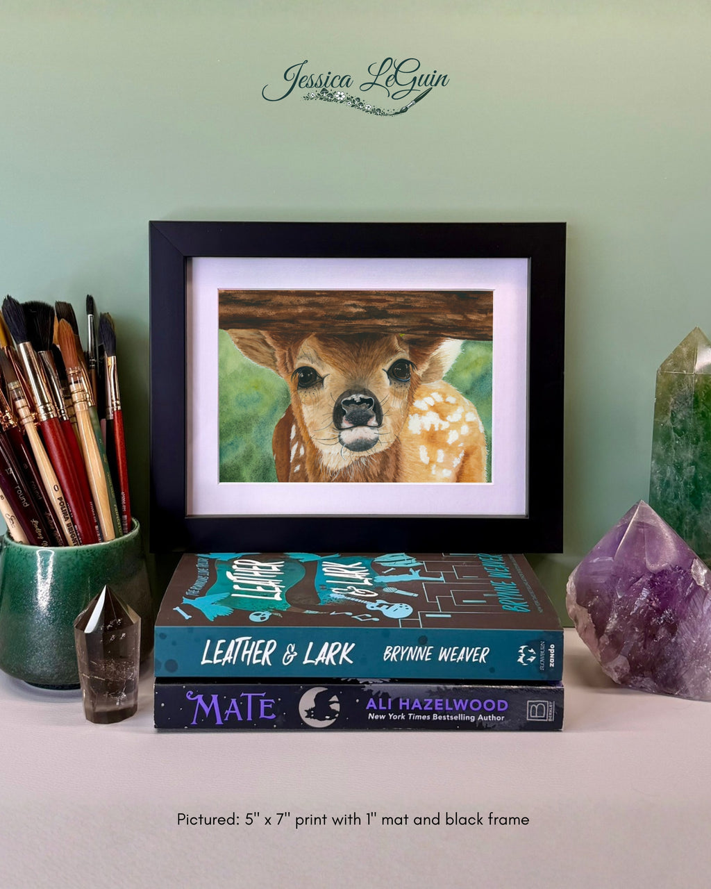 Baby Deer Peeking Under Fence Framed Print