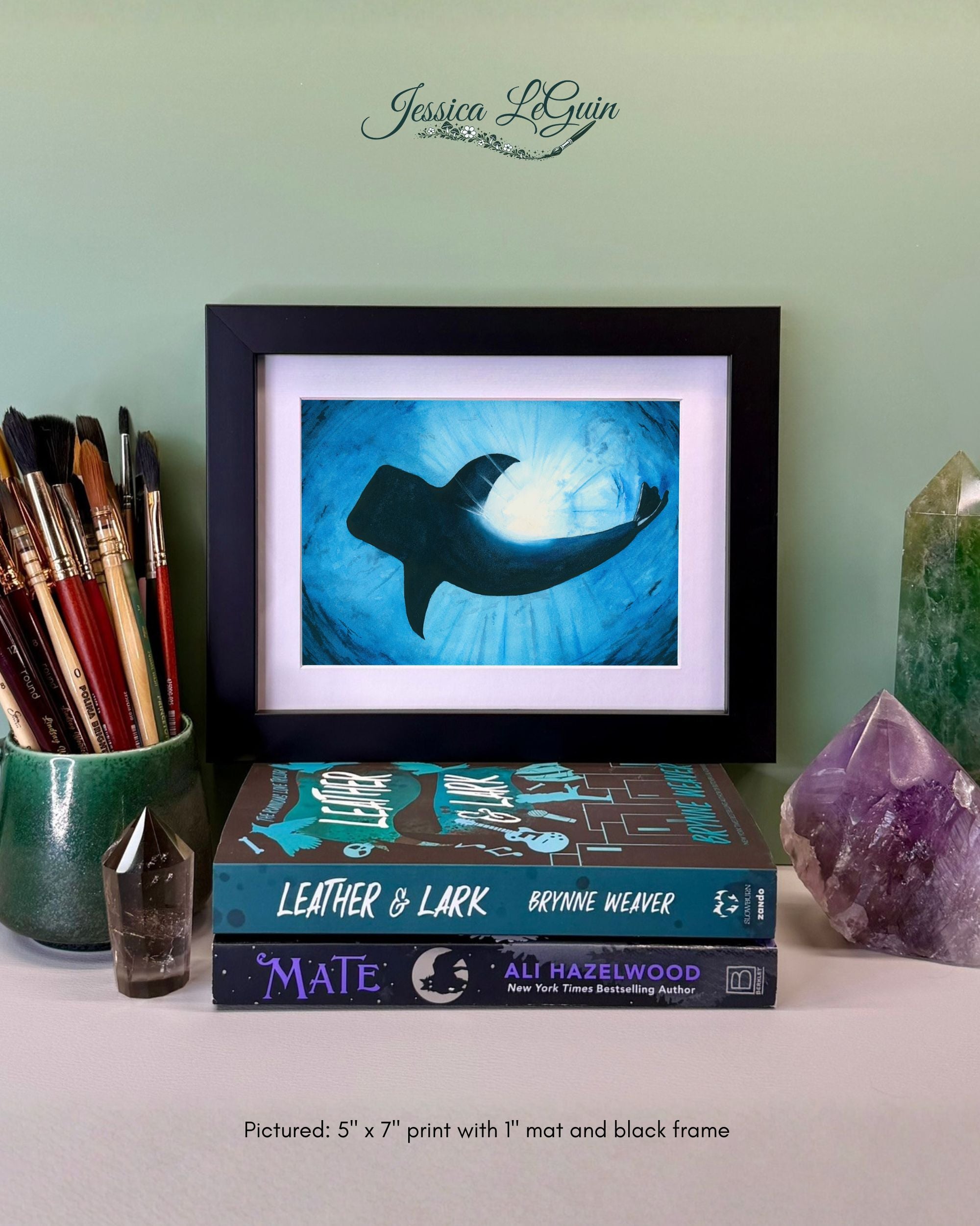 Whale Shark Watercolor Framed Print
