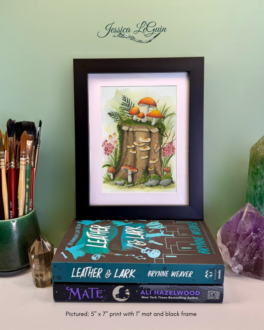 Mushroom Log Framed Print