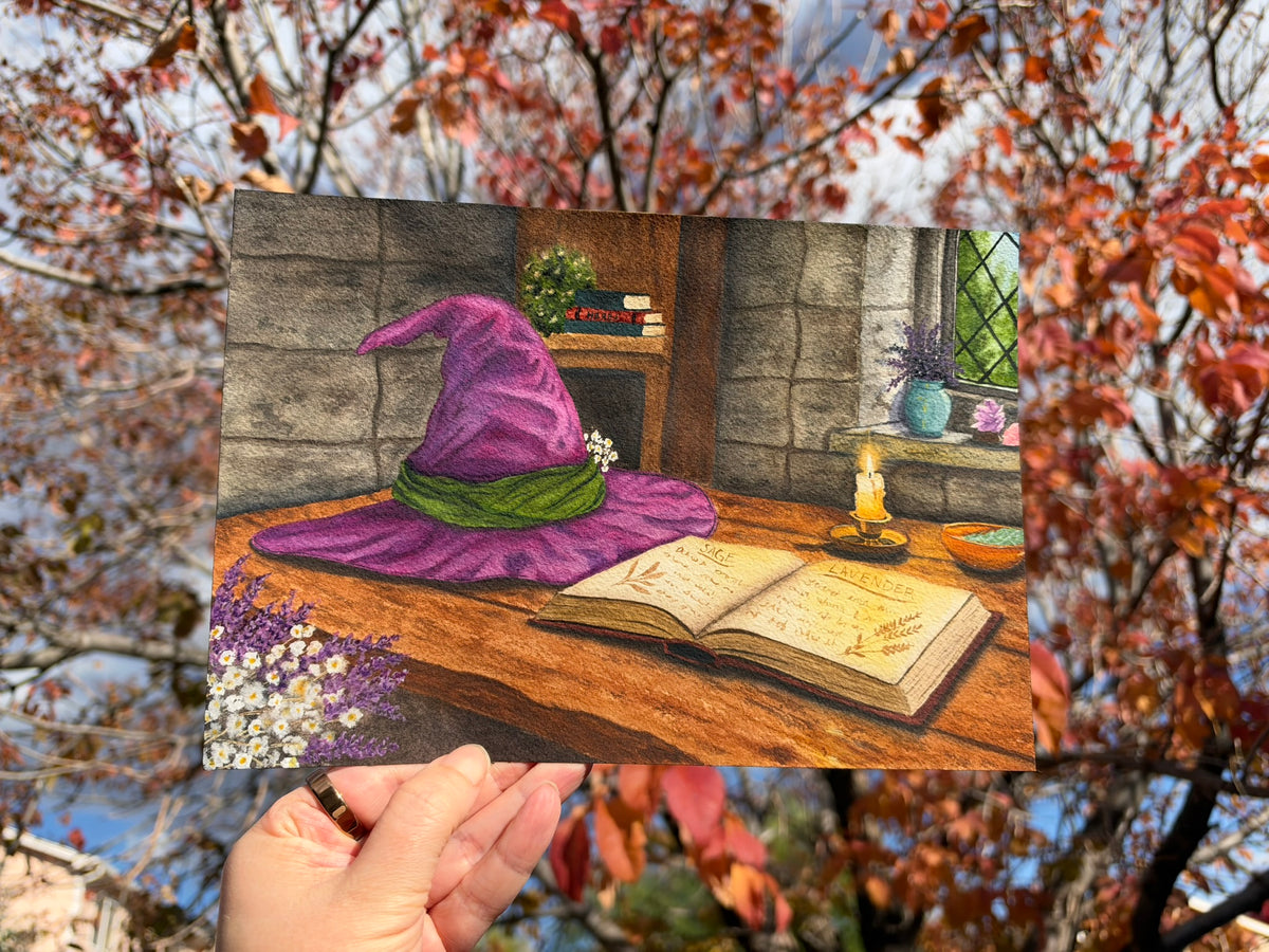 Witch's Workstation Watercolor Original Artwork 7x10"